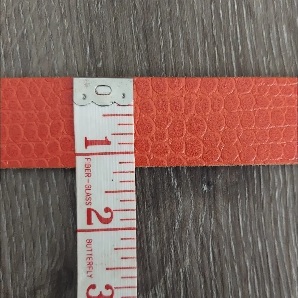 Crocodile Embossed Orange Leather Belt S/M